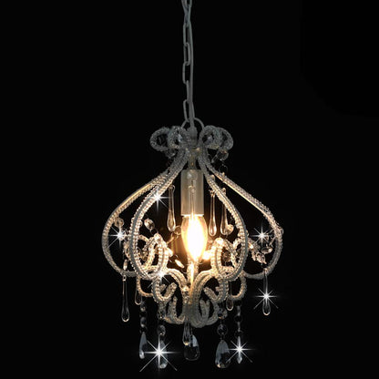 vidaXL Ceiling Lamp with Beads White Round E14