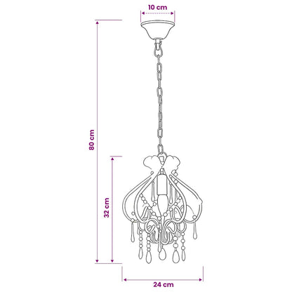 vidaXL Ceiling Lamp with Beads White Round E14