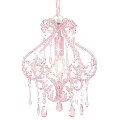 281595 vidaXL Ceiling Lamp with Beads Pink Round E14