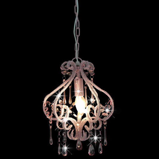 281595 vidaXL Ceiling Lamp with Beads Pink Round E14
