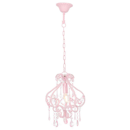 281595 vidaXL Ceiling Lamp with Beads Pink Round E14