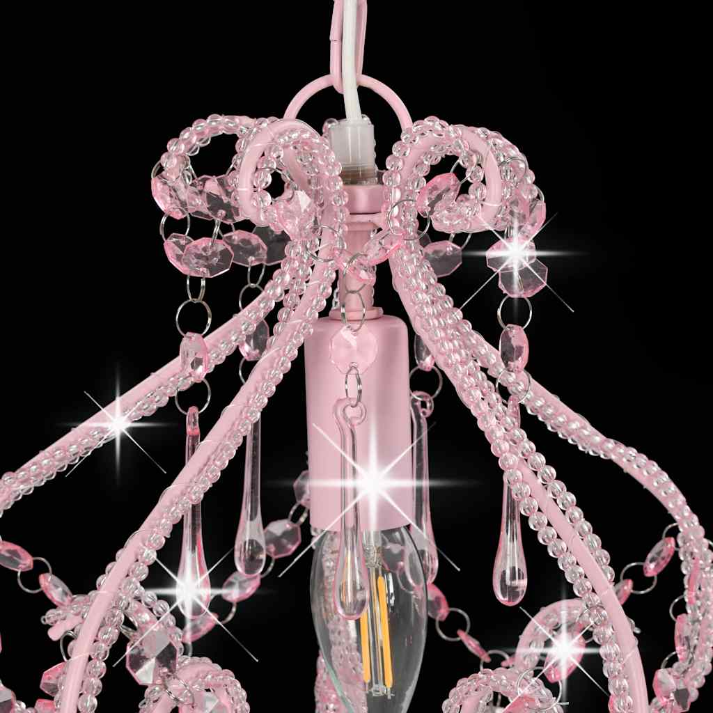 281595 vidaXL Ceiling Lamp with Beads Pink Round E14