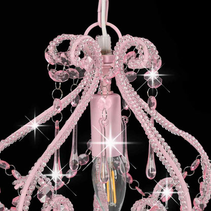 281595 vidaXL Ceiling Lamp with Beads Pink Round E14