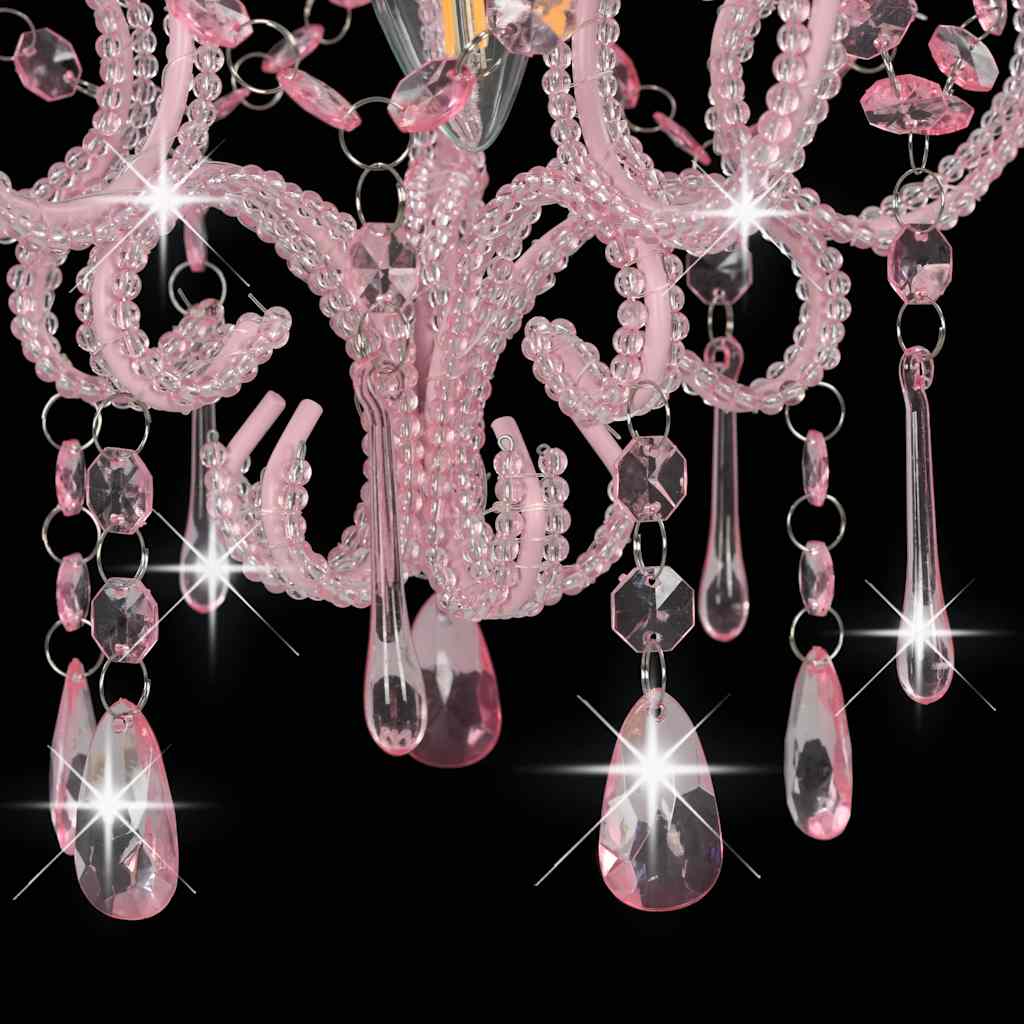 281595 vidaXL Ceiling Lamp with Beads Pink Round E14