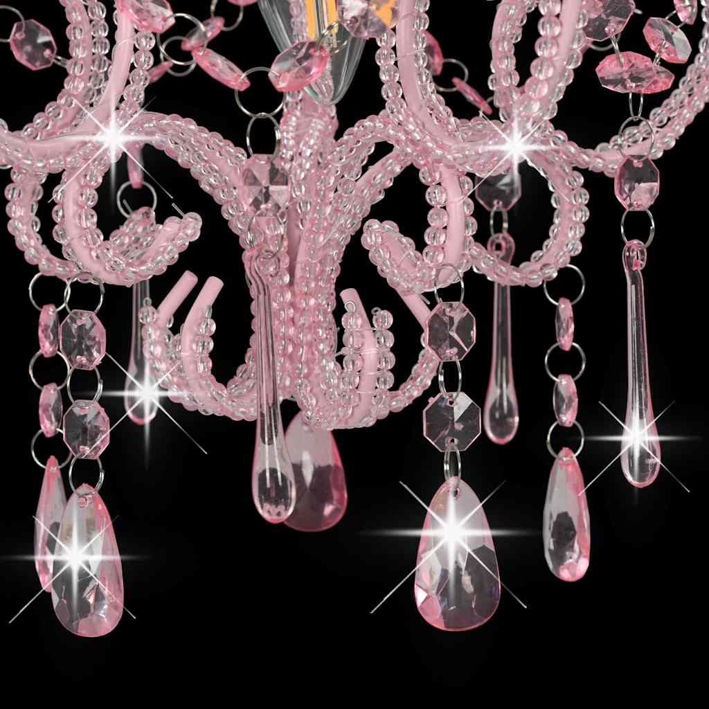 281595 vidaXL Ceiling Lamp with Beads Pink Round E14