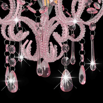 281595 vidaXL Ceiling Lamp with Beads Pink Round E14