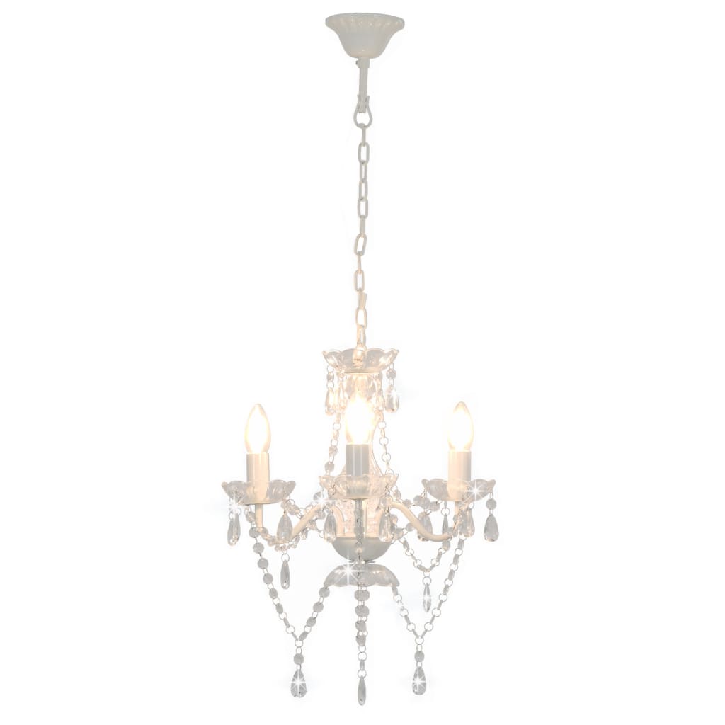vidaXL Chandelier with Beads White Round 3 x E14