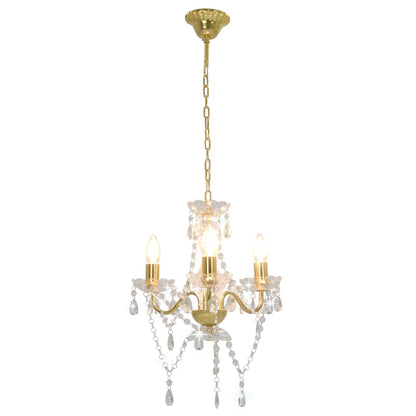 vidaXL Chandelier with Beads Golden Round 3 x E14