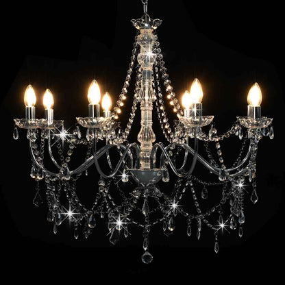 vidaXL Chandelier with Beads Silver 8 x E14 Bulbs