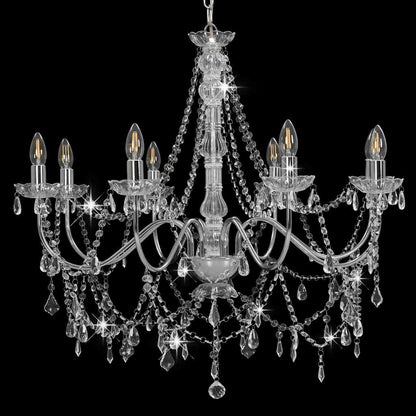 vidaXL Chandelier with Beads Silver 8 x E14 Bulbs