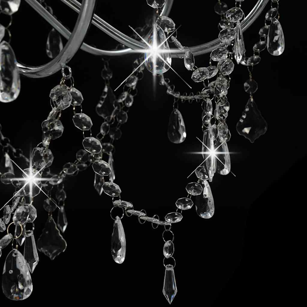 vidaXL Chandelier with Beads Silver 8 x E14 Bulbs