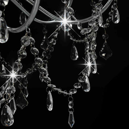 vidaXL Chandelier with Beads Silver 8 x E14 Bulbs