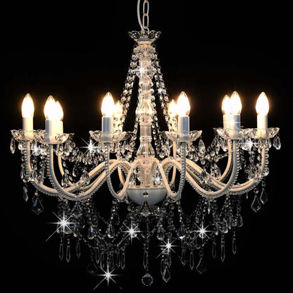 vidaXL Chandelier | White and Transparent | Metal frame and acrylic beads