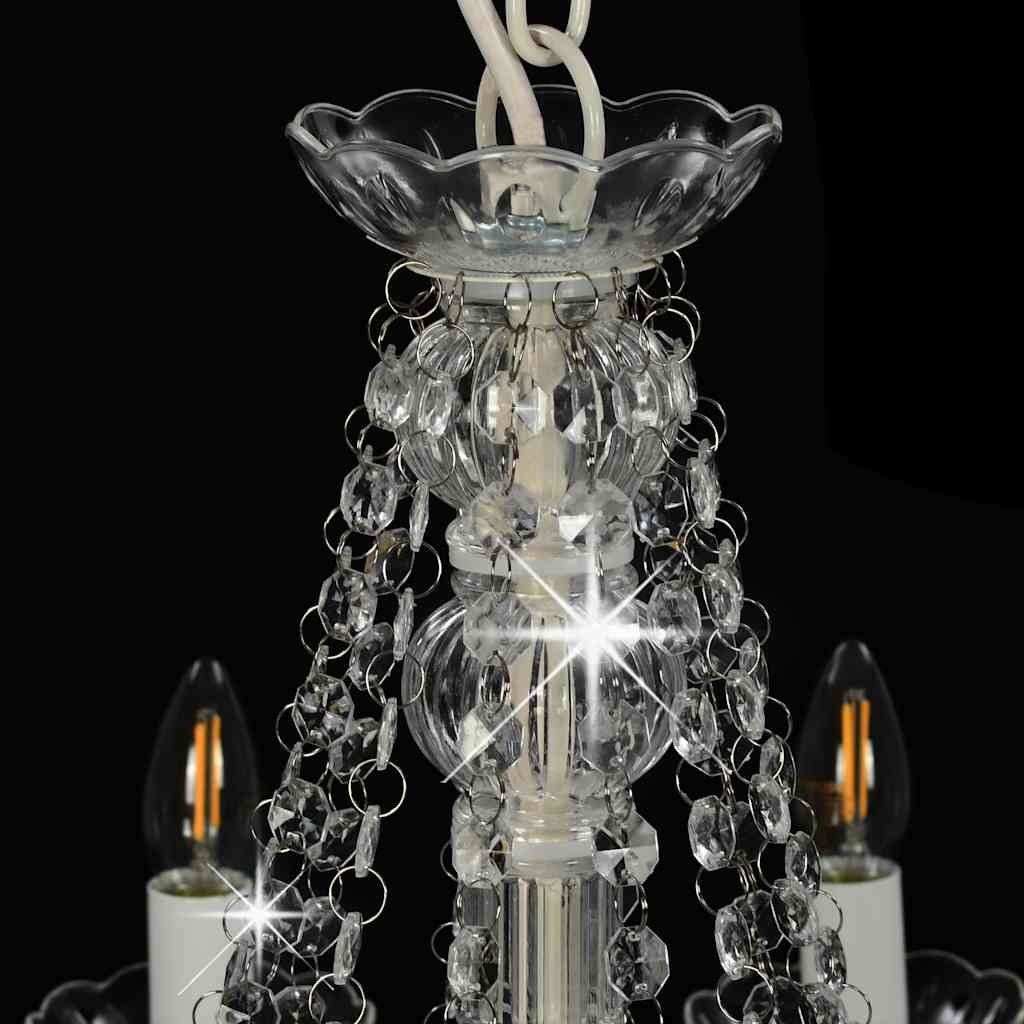 vidaXL Chandelier with Beads White 12 x E14 Bulbs