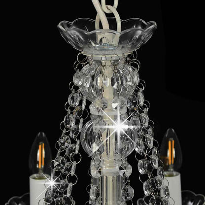 vidaXL Chandelier with Beads White 12 x E14 Bulbs