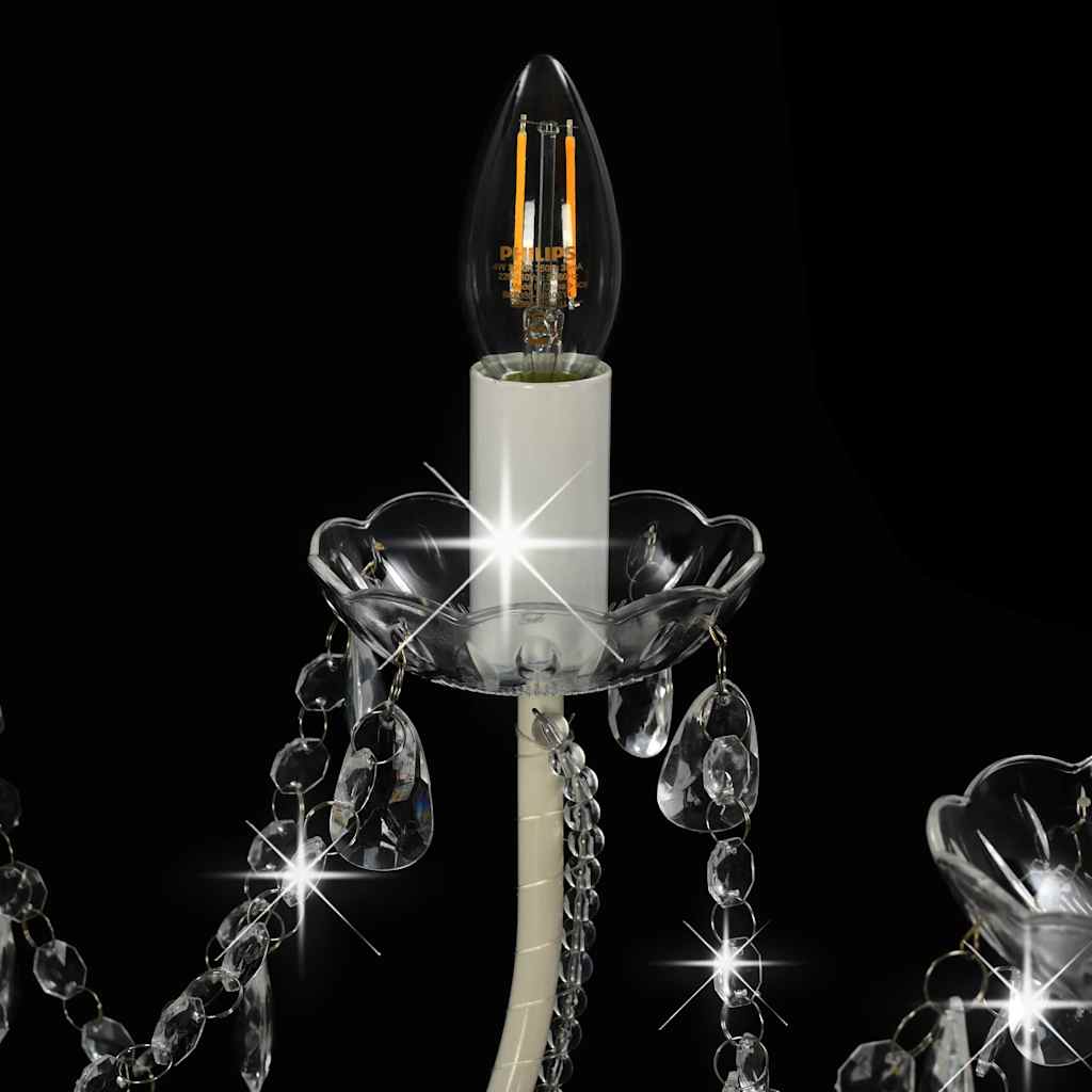 vidaXL Chandelier | White and Transparent | Metal frame and acrylic beads
