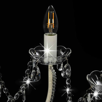 vidaXL Chandelier with Beads White 12 x E14 Bulbs