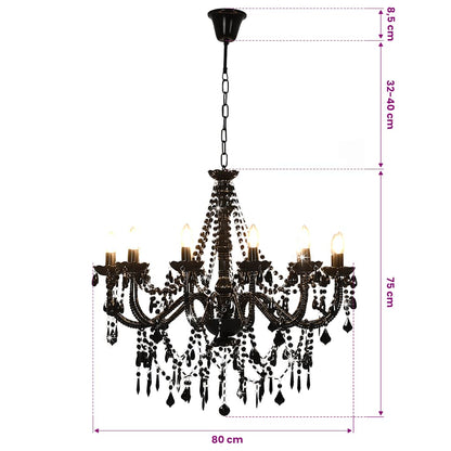 vidaXL Chandelier | Black | Metal frame, acrylic beads | Extravagant