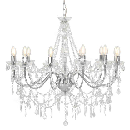 vidaXL Chandelier | Silver and Transparent | Metal and Acrylic | Large