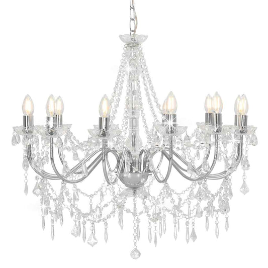 vidaXL Chandelier | Silver and Transparent | Metal and Acrylic | Large