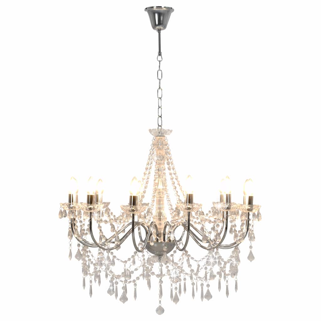 vidaXL Chandelier | Silver and Transparent | Metal and Acrylic | Large