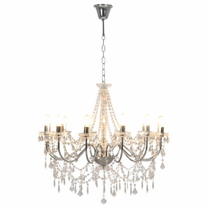 vidaXL Chandelier | Silver and Transparent | Metal and Acrylic | Large