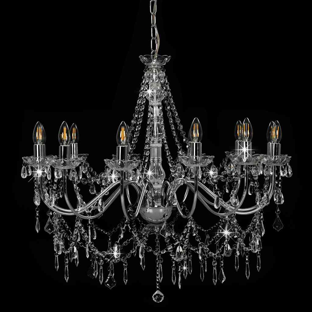 vidaXL Chandelier | Silver and Transparent | Metal and Acrylic | Large
