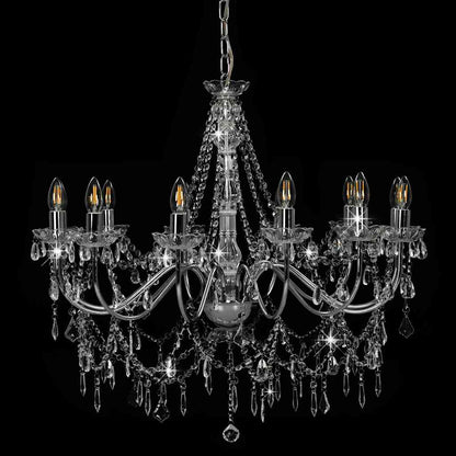 vidaXL Chandelier | Silver and Transparent | Metal and Acrylic | Large