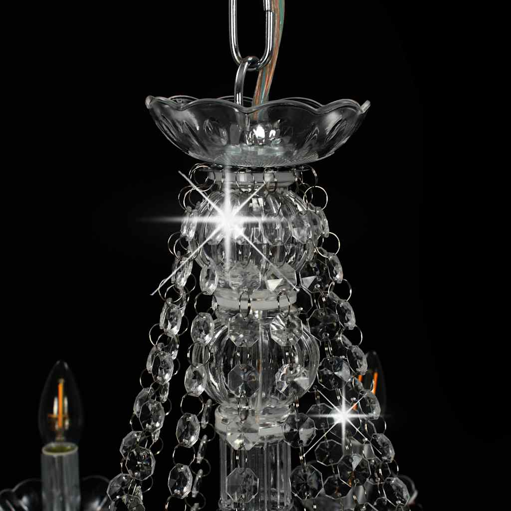 vidaXL Chandelier with Beads Silver 12 x E14 Bulbs