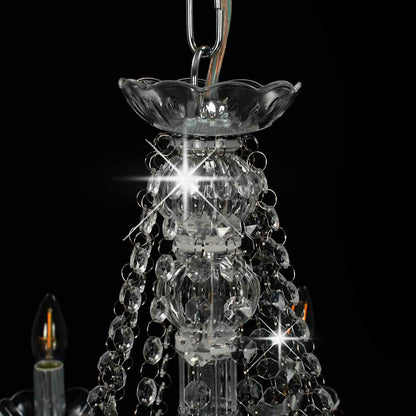 vidaXL Chandelier with Beads Silver 12 x E14 Bulbs