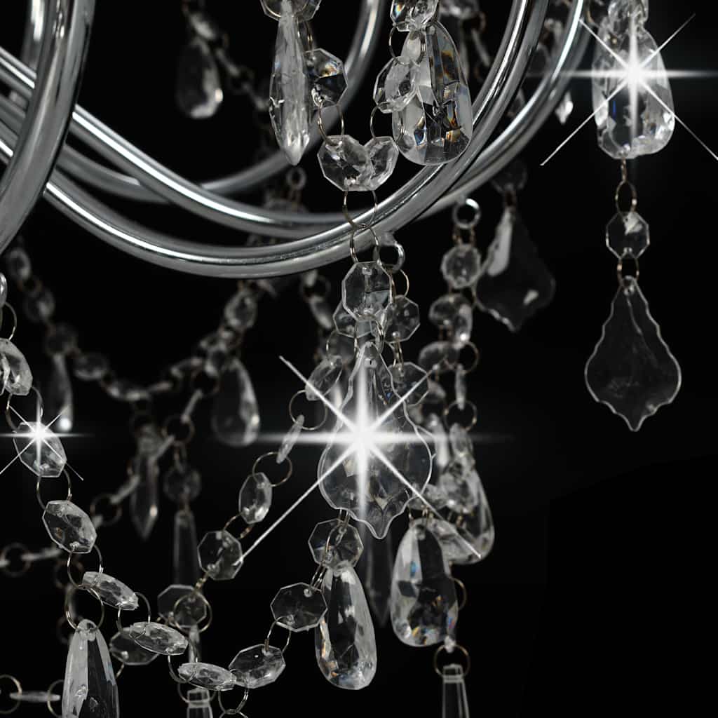 vidaXL Chandelier | Silver and Transparent | Metal and Acrylic | Large