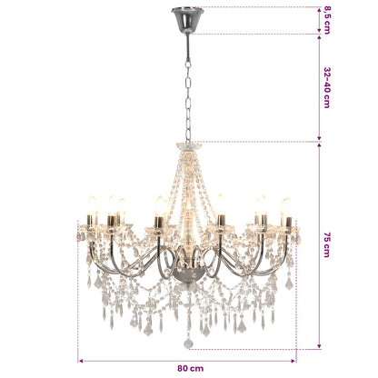 vidaXL Chandelier | Silver and Transparent | Metal and Acrylic | Large