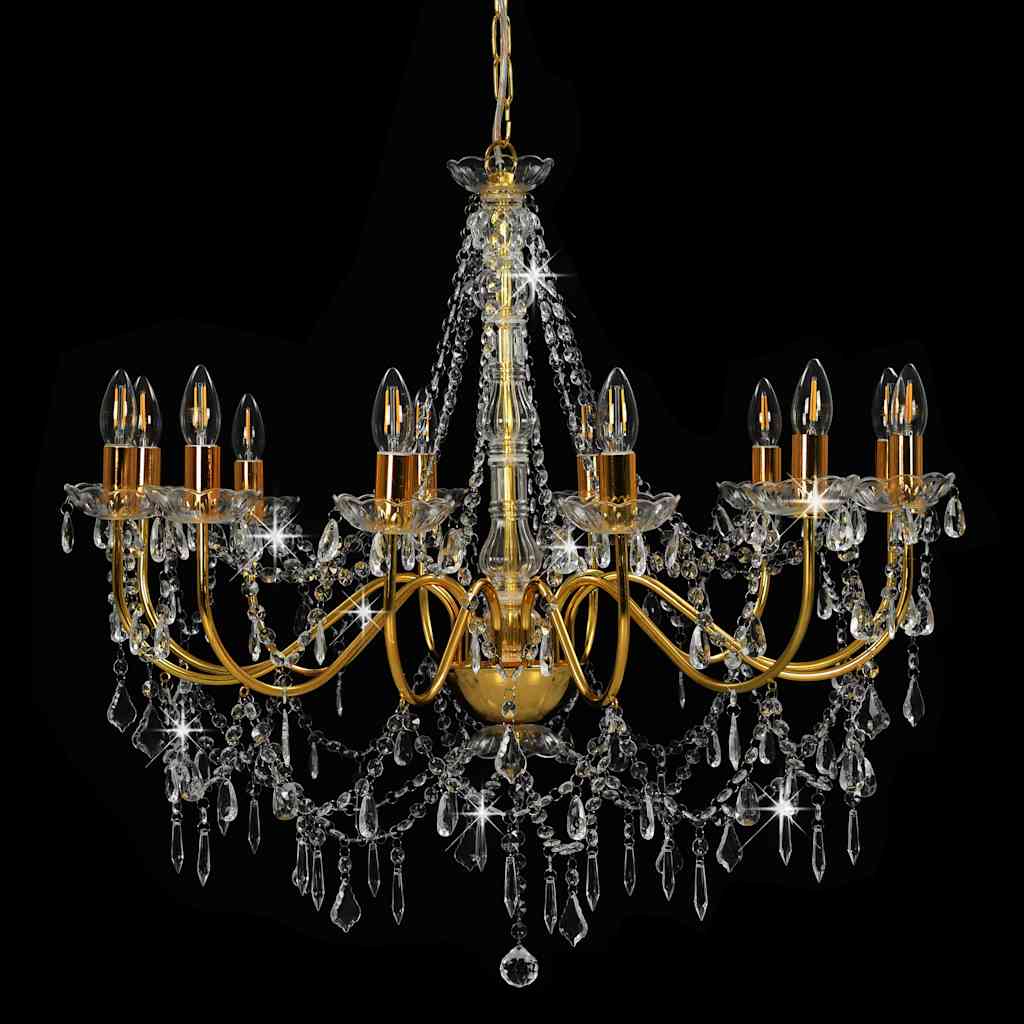 vidaXL Chandelier | Gold, Clear | Metal (frame), Acrylic (beads) | Large