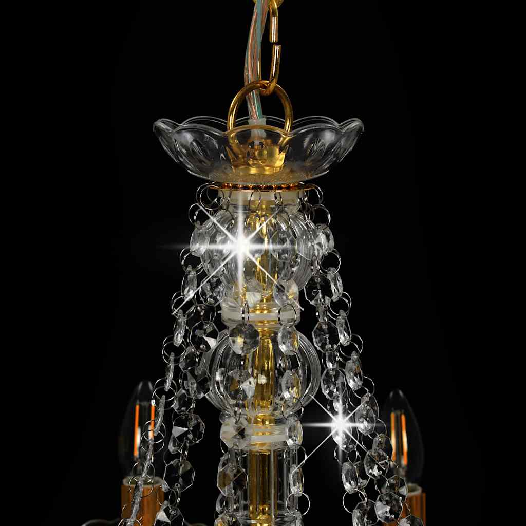vidaXL Chandelier | Gold, Clear | Metal (frame), Acrylic (beads) | Large