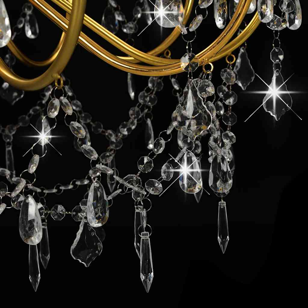 vidaXL Chandelier | Gold, Clear | Metal (frame), Acrylic (beads) | Large