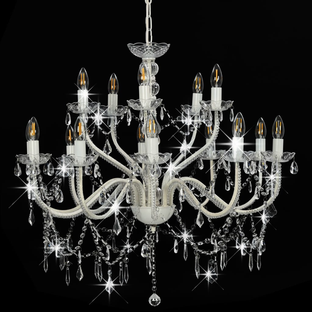vidaXL Chandelier 2-layer White 15 x E14 Bulbs