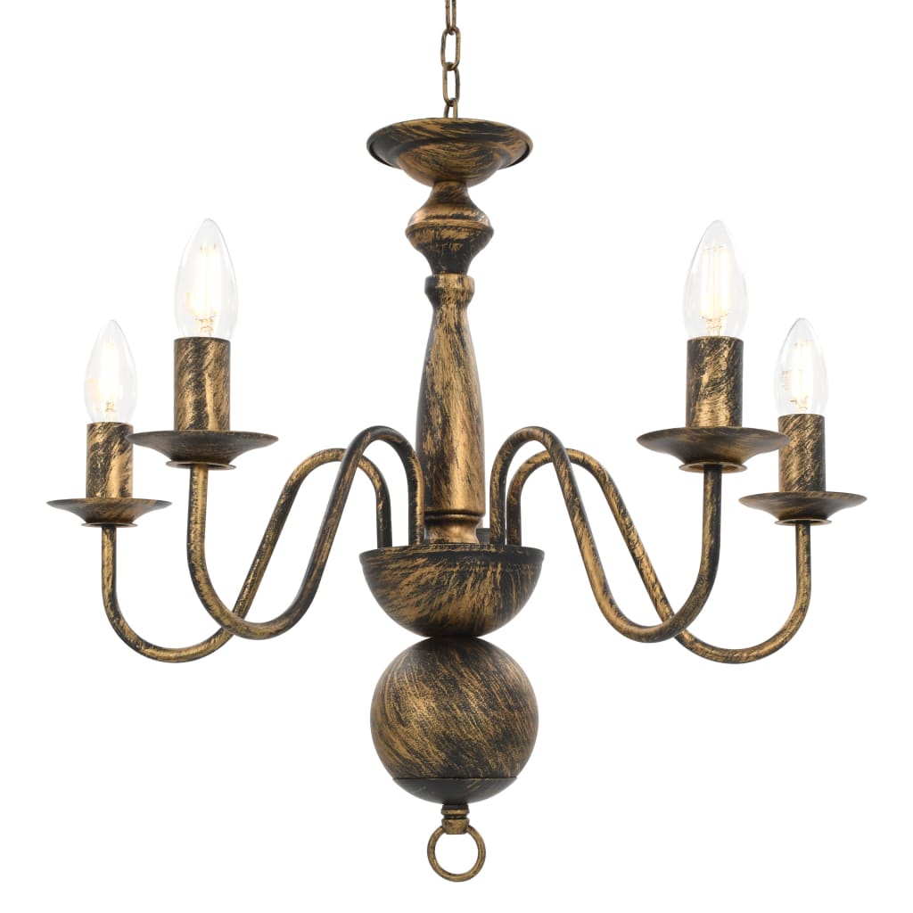 vidaXL Chandelier Antique Black 5 x E14 Bulbs