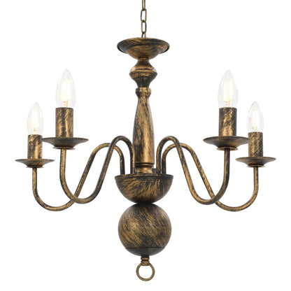 vidaXL Chandelier Antique Black 5 x E14 Bulbs