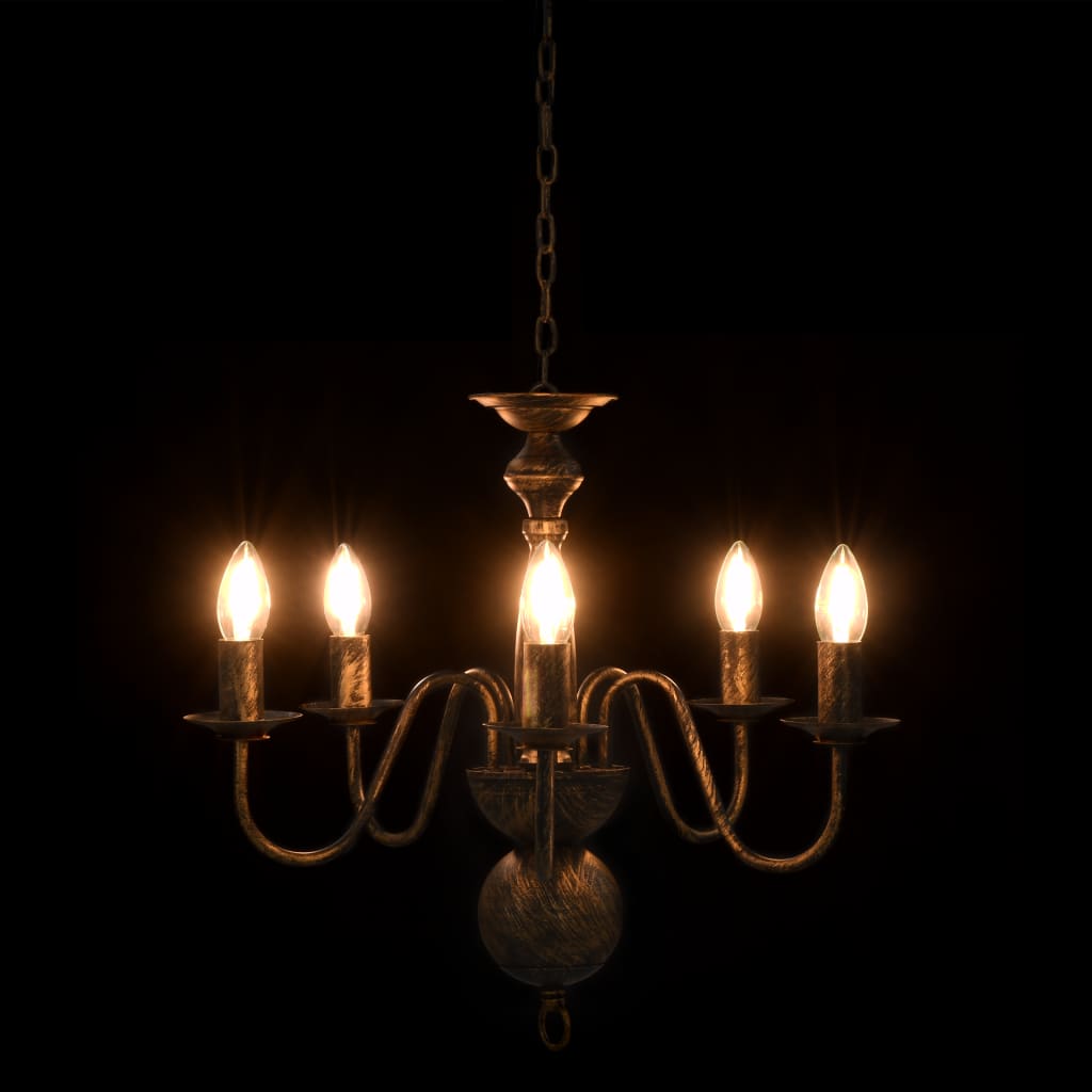 vidaXL Chandelier Antique Black 5 x E14 Bulbs