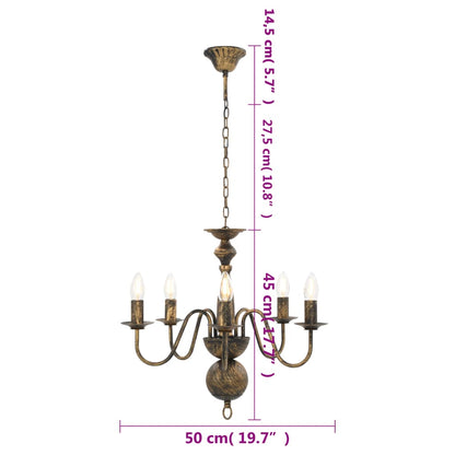 vidaXL Chandelier Antique Black 5 x E14 Bulbs