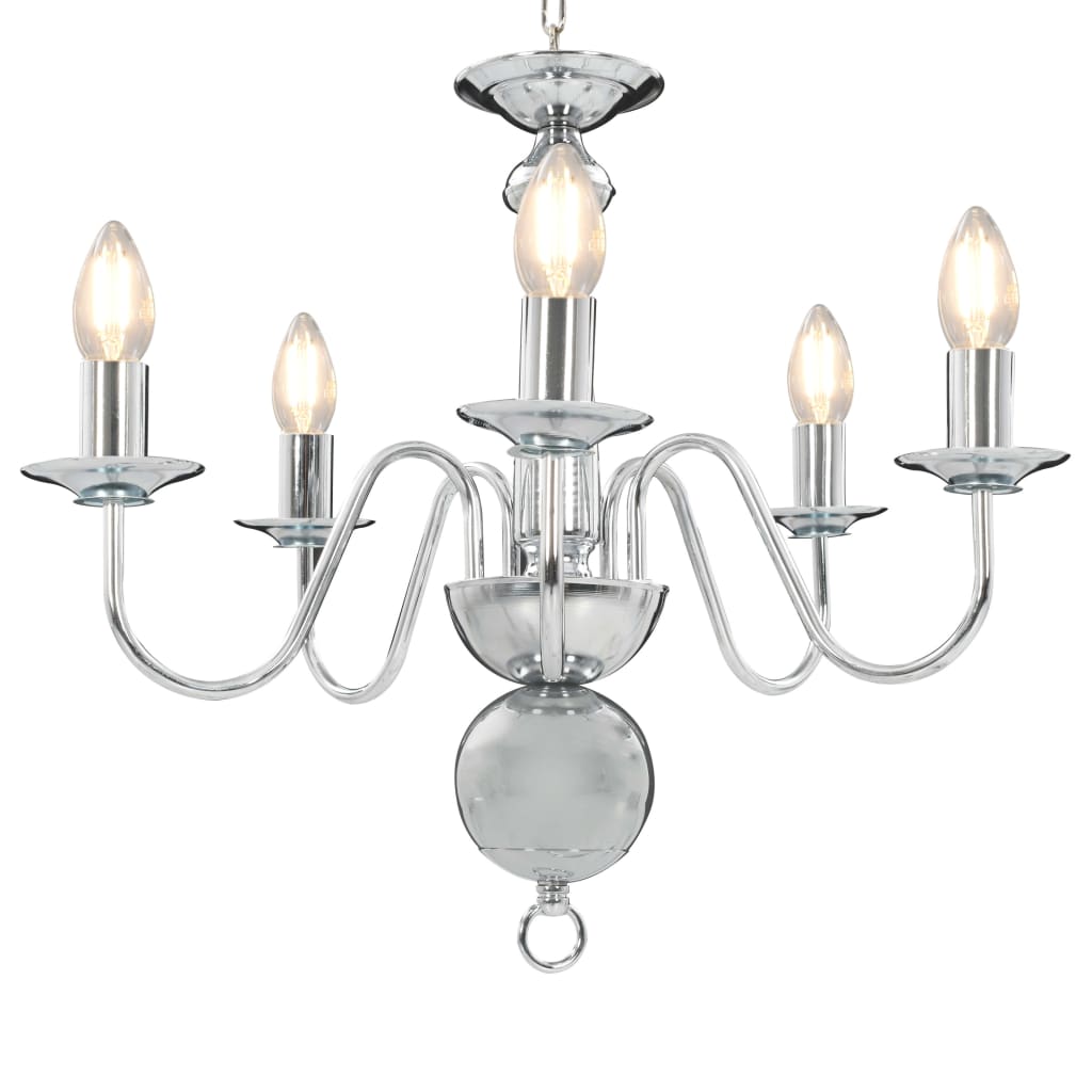 vidaXL Chandelier Silver 5 x E14 Bulbs