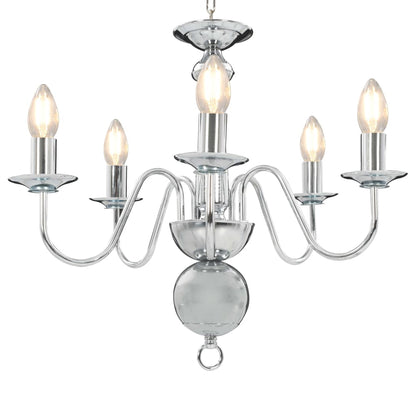 vidaXL Chandelier Silver 5 x E14 Bulbs