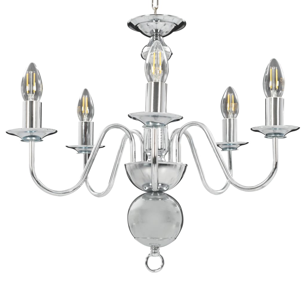 vidaXL Chandelier Silver 5 x E14 Bulbs