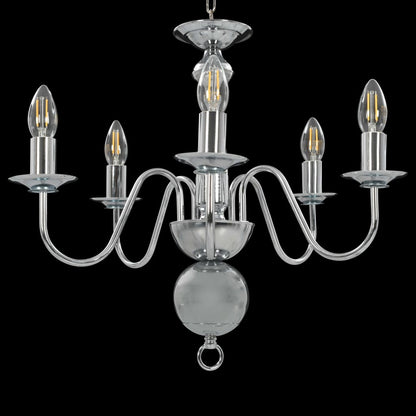 vidaXL Chandelier Silver 5 x E14 Bulbs