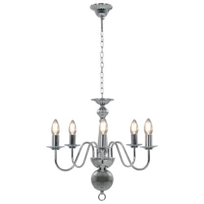 vidaXL Chandelier Silver 5 x E14 Bulbs