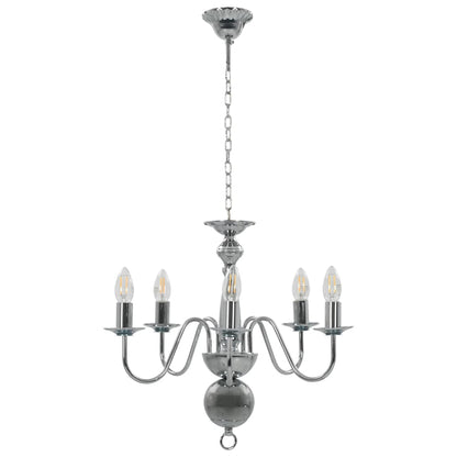 vidaXL Chandelier Silver 5 x E14 Bulbs
