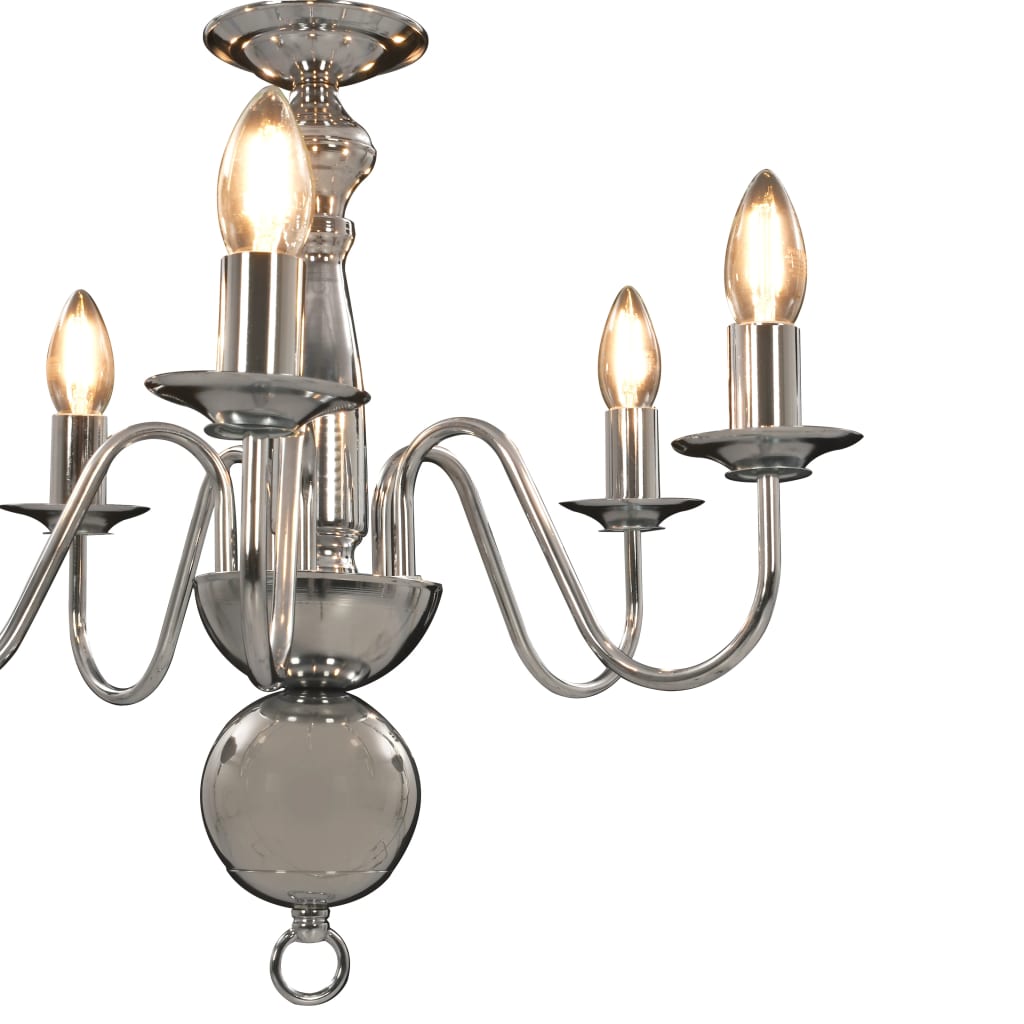 vidaXL Chandelier Silver 5 x E14 Bulbs