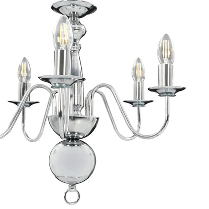 vidaXL Chandelier Silver 5 x E14 Bulbs