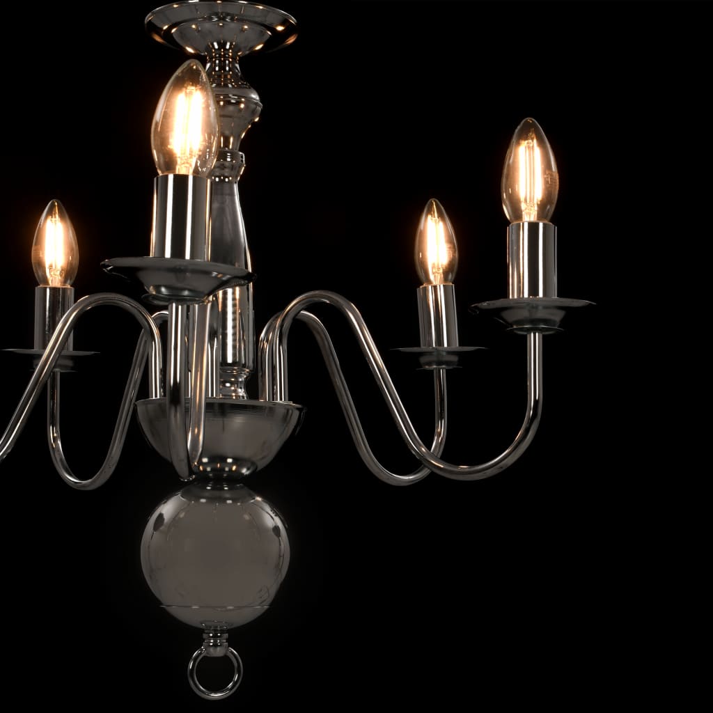 vidaXL Chandelier Silver 5 x E14 Bulbs