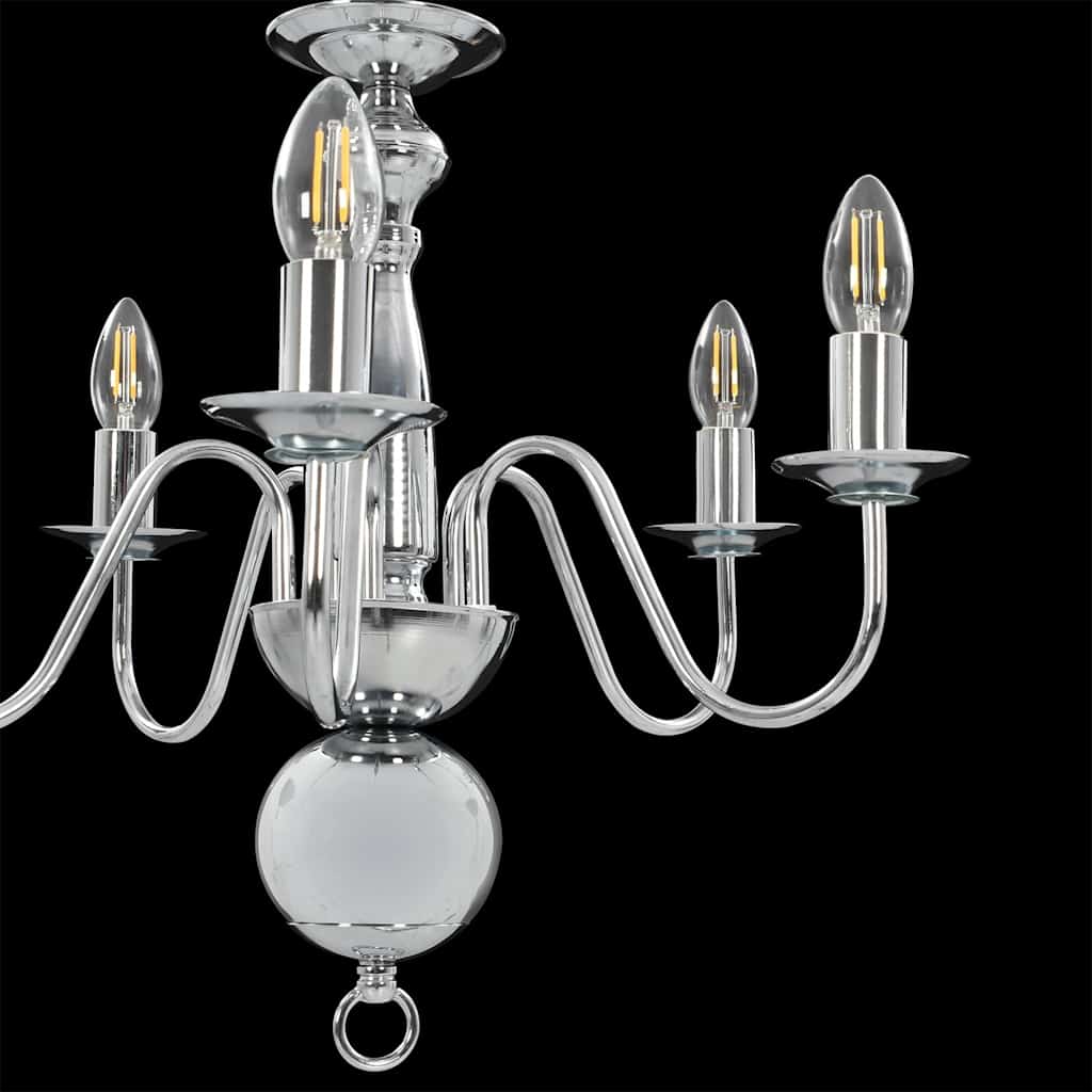 vidaXL Chandelier Silver 5 x E14 Bulbs